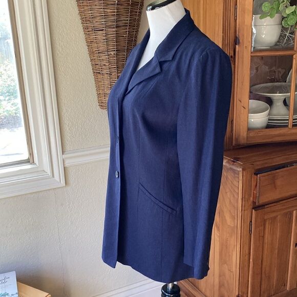 Norton McNauchton Linen Blend Long Line Navy Fully Lined Blazer Women’s 8 - Picture 3 of 9